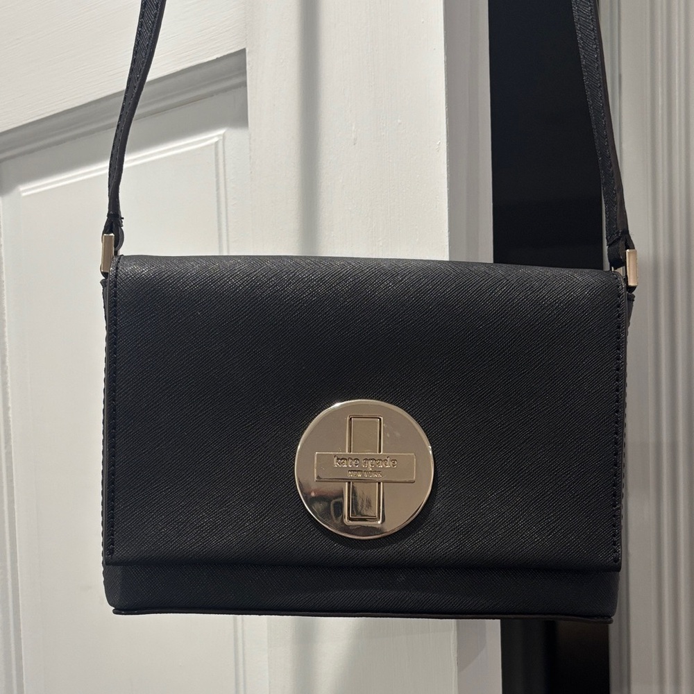 Kate Spade Black Crossbody with Gold Accent